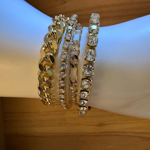 Stack 14k gold over stainless steel and Cz bracelet. - Picture 3 of 4